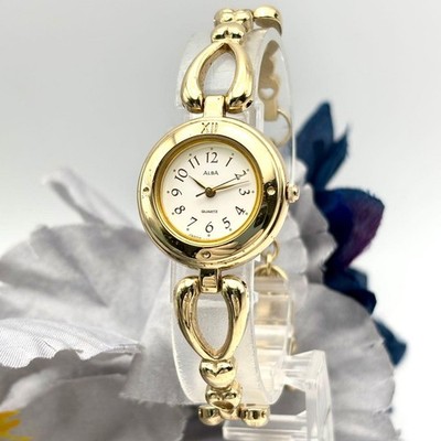ALBA Seiko Round Bangle Watch Gold Working Condition Y136-6A50