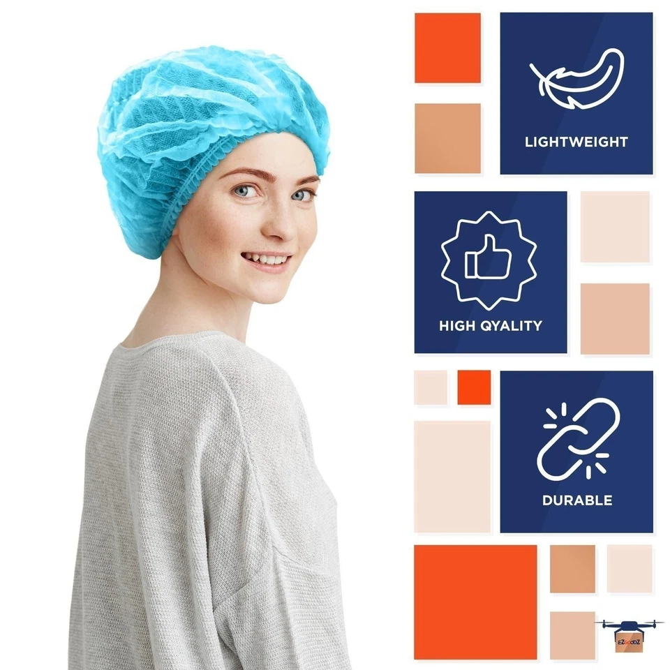 1000-pcs Disposable Bouffant Cap Hair Net Head Cover Industrial/Medical 24in - Image 4 of 4