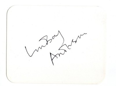 Lindsay Anderson Director CHARIOTS OF FIRE signed White Card handsigniert