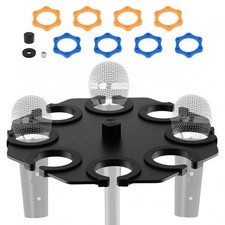 8-Slot Multi Microphone Holder Up to 8 Mics Metal Tray Attachment for 5/8-27