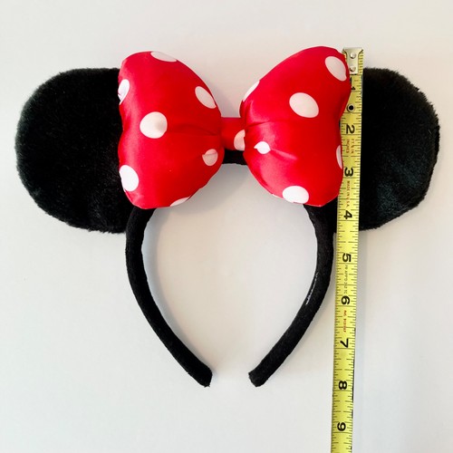 Disney Parks Minnie Mouse Ears Headband Classic Black Velvet Red Polka Dot Bow - Picture 6 of 6