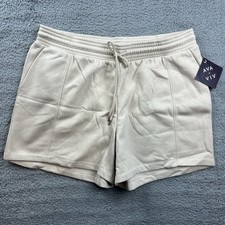 Ava Viv Womens Plus Size 1X High Rise Fleece Pull on Shorts Beige