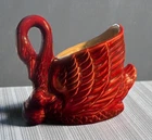Red Wing Pottery RED Swan w Chick Planter #1337 Vintage