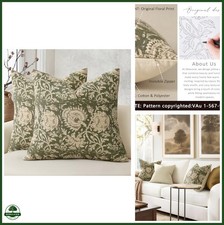 Vintage Floral Print Throw Pillow Covers 18x18 Set of 2 Neutral Modern Farmhouse