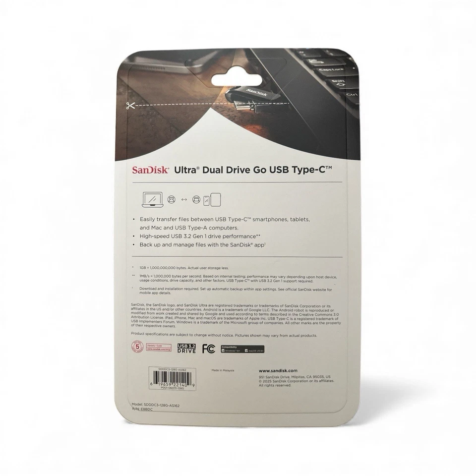 2 Pack Sandisk 128GB Ultra Dual Drive Go USB Type-C Flash Drive SDDDC3 ✅ - Image 2 of 2