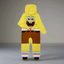 SpongeBob SquarePants Size S 6-7 Child Union Suit Zip Pajamas New Fast Free Ship