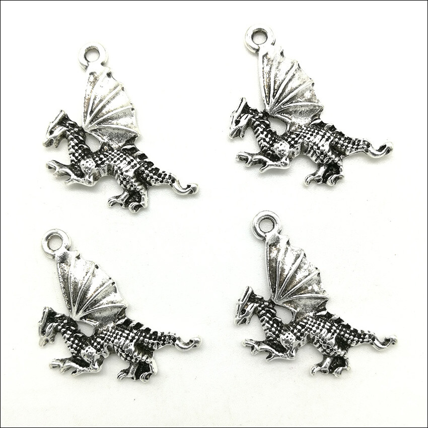 Wholesale 50pcs flying dragon antique silver charms pendant