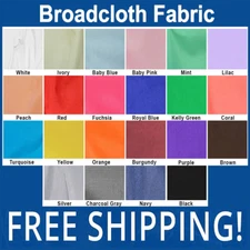 Polyester Cotton Broadcloth Fabric - 60" Wide - Solid Color - Sold by the Yard