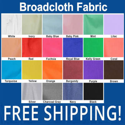 Polyester Cotton Broadcloth Fabric - 60'' Wide - Solid Color - Sold by the Yard