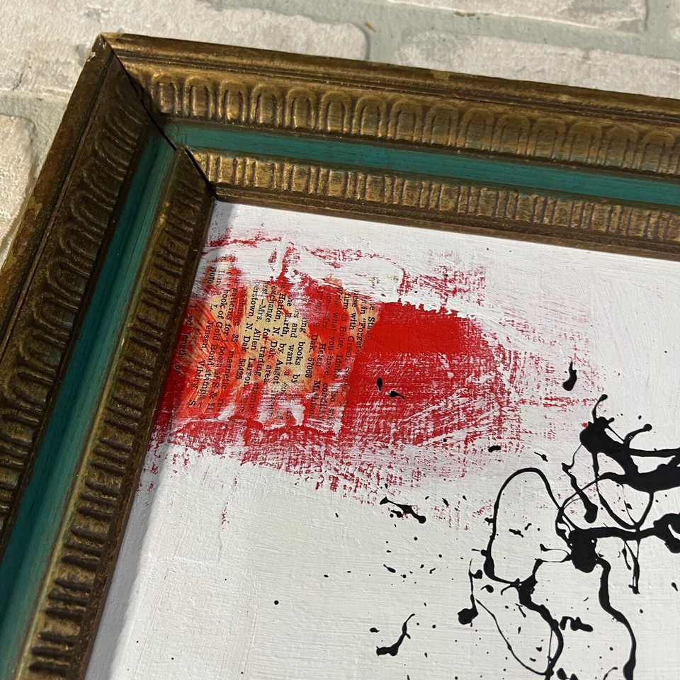 Original Framed Mixed Media Abstract Art Painting 11x13 "Influence" eBay