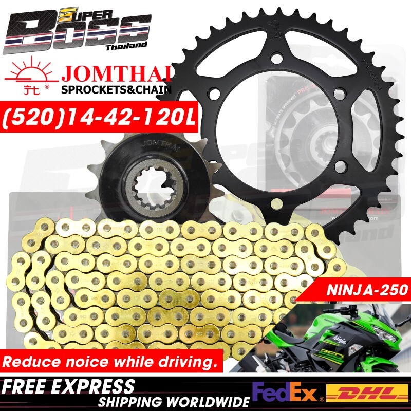 アクセサリー askoasrhito814117 JT Front + Rear Sprocket & Chain X-RING Gold For NINJA-250,Z