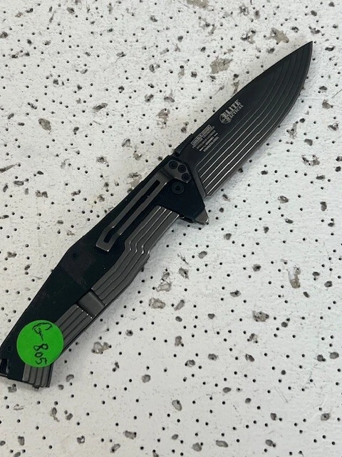 Cuchillo plegable táctico USMC Marines A/O negro 8” abierto —- Foto 2 de 4