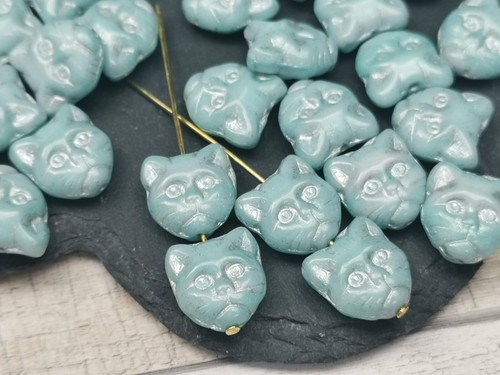 Czech glass cat kitty head animal beads 13 mm pack of 10 different colours - Picture 14 of 30
