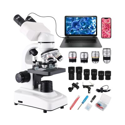 Compound Binocular Microscopes 64X-6000X with Electric Len, Microscope for Ad...
