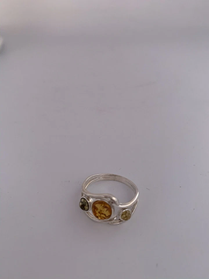 Anillo multi ámbar de plata de ley talla 7 A.476 Foto 2 de 4