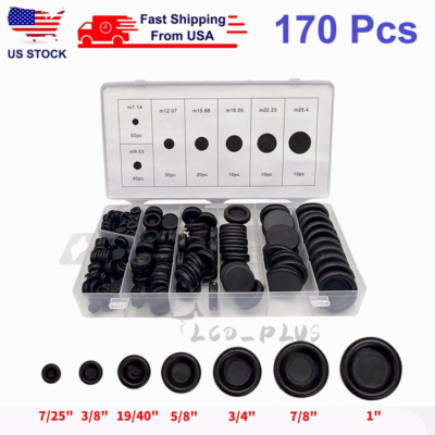 #ad 170PCS Rubber Grommet Firewall Hole Plug Electrical Wiring Gasket Assortment Kit $11.66