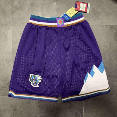 Utah Jazz Throwback Basketball Stitched Shorts White And Purple | eBay