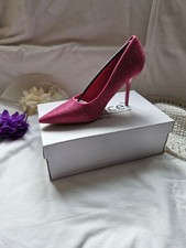 New Fuchsia pink diamanté court shoes size 4 37 