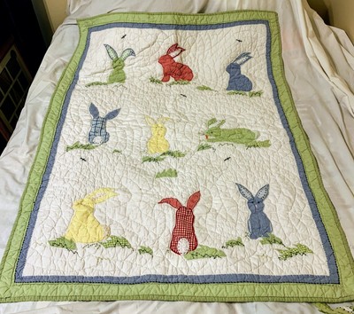 Pottery Barn Kids Unisex Crib Bedding Bunny Design Quilt