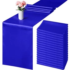 16 Pack Satin Table Runner 12 x 108 Inch Dark Blue Long Wedding Satin Silk Ta...