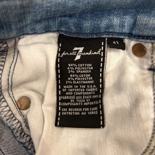 7 For All Mankind Womens Straight Leg Jeans Blue Stretch Pockets Medium Wash 27 - Picture 5 of 5