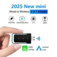 2-in-1 Wired to Wireless CarPlay & Android Auto Adapter Box Plug & Play Stable