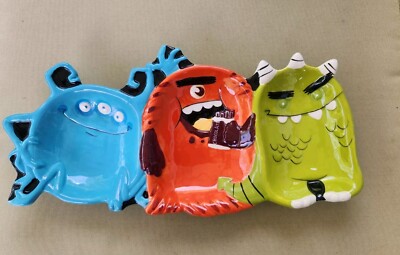 Monster Madness 3 Section Candy Serving Dish Target 2009  Rare 16'' x 7.5''