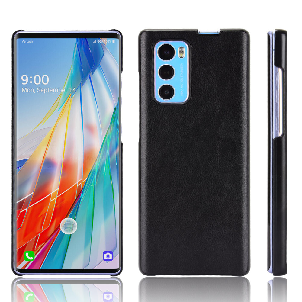 For LG Wing 5G Case Luxury Litchi PU Leather PC Hard Back cover phone  Case