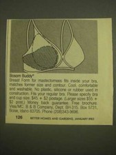 1985 B B Bosom Buddy Breast Form Ad