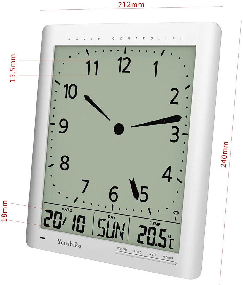 Radio Control Wall Clock  UK  and Ireland Version Digital Analog Style Silent - Image 4 of 4