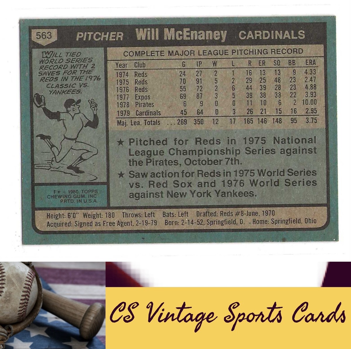 MLB 1977 Topps #160 Will ふくらみ McEnaney