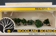 HO Woodland Scenics Ready Made Trees Deciduous Med Green .75-1.25" 8pcs HO3511