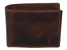 RFID Blocking Vintage Hunter Brown Leather Men's Wallet Full Grain Cowhide