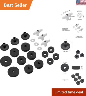 21-Piece Cymbal Replacement Accessories Set with Sleeves & Felts for Drummers