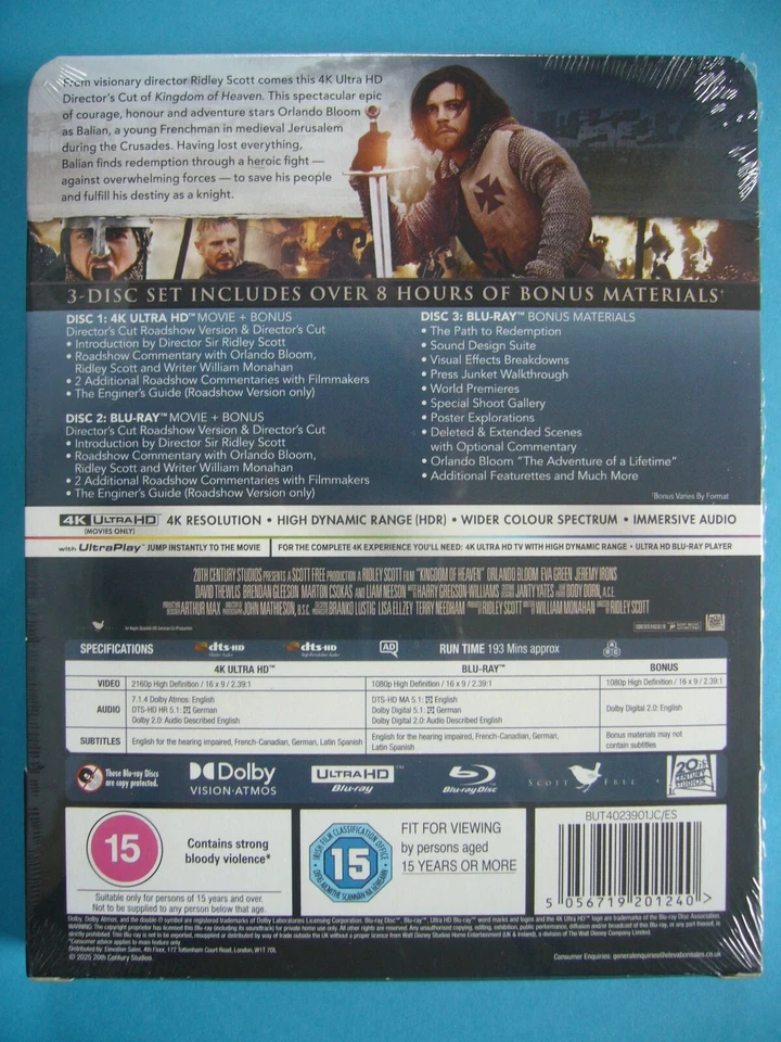 Kingdom of Heaven Limited Edition 4K UHD & Blu-Ray Steelbook New Sealed - Image 2 of 4