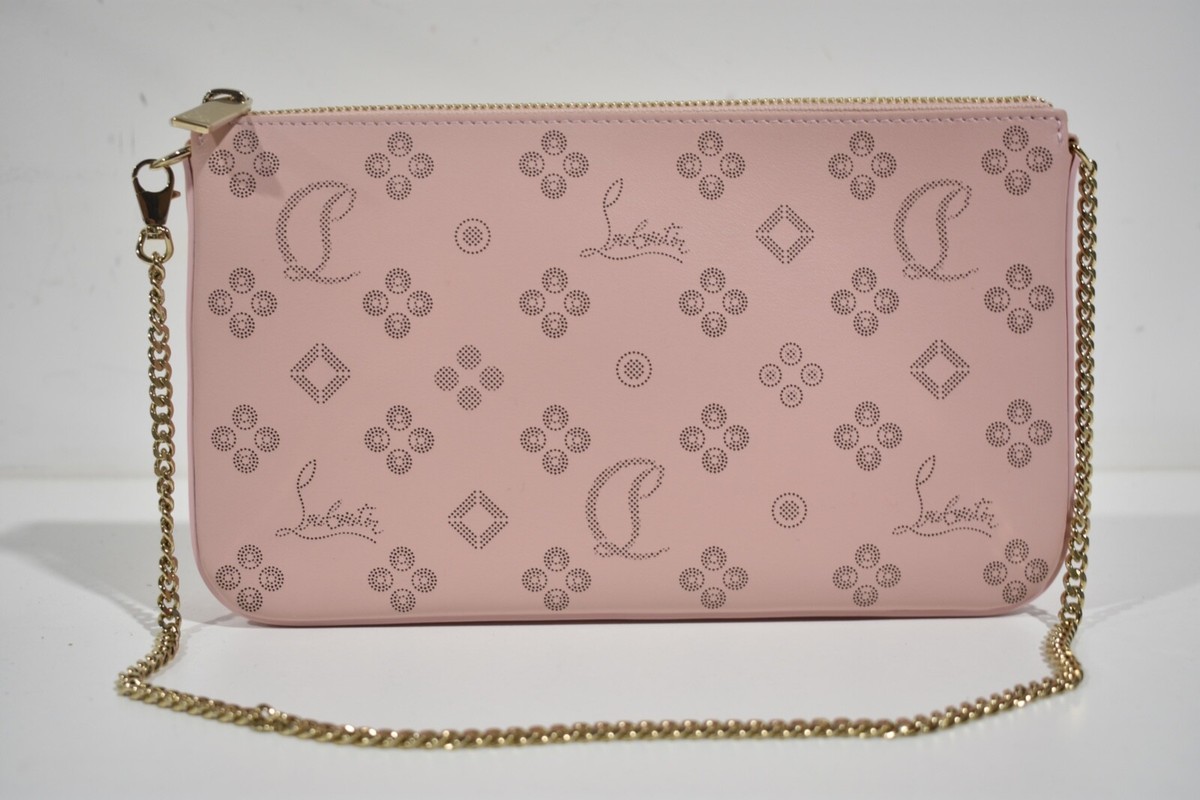 Christian Louboutin Loubila Rosy Pink Leather Pouch Chain Shoulder