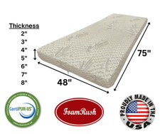 FoamRush Bunk 48" x 75" Cooling Gel Memory Foam Mattress Cotton cover and Zipper