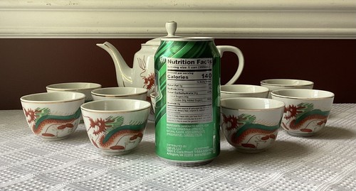 Vintage/ Antique 11-piece Chinese Porcelain Tea Set with Dragon Design - Picture 2 of 11