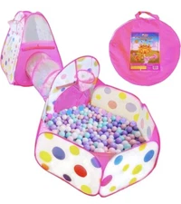 Playz 3pc Kids Play Tent Crawl Tunnel and Ball Pit Pop Up Playhouse Tent with…