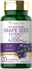 Grape Seed Extract 4,000mg Complex 120 Capsules | with Polyphenols | by Carlyle 