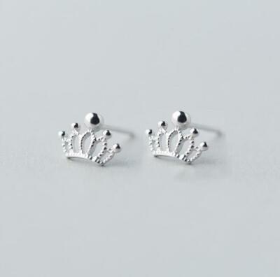 Super Adorable Silver Royal Crown Stud Earring