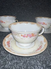 5 Mitsukura China Made In Japan Tea Cups & Saucers Floral