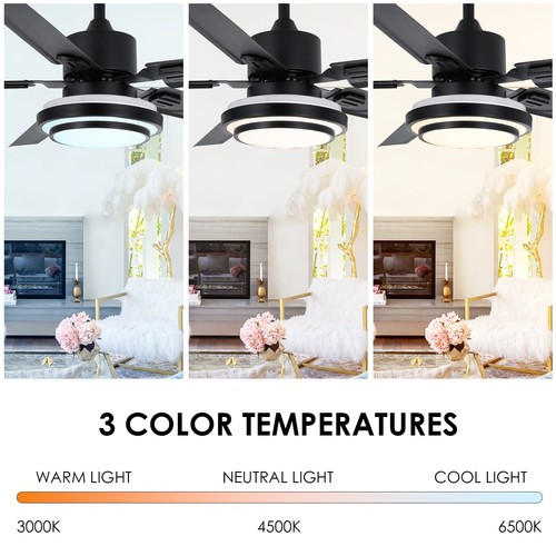 52 inch 5-leaf black restaurant fan pendant light, home use - Picture 7 of 11