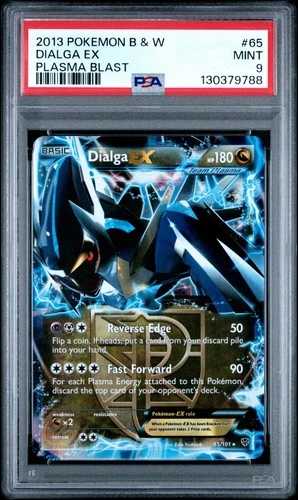 PSA 9 Mint 2013 POKEMON BLACK AND WHITE PLASMA BLAST DIALGA EX #65