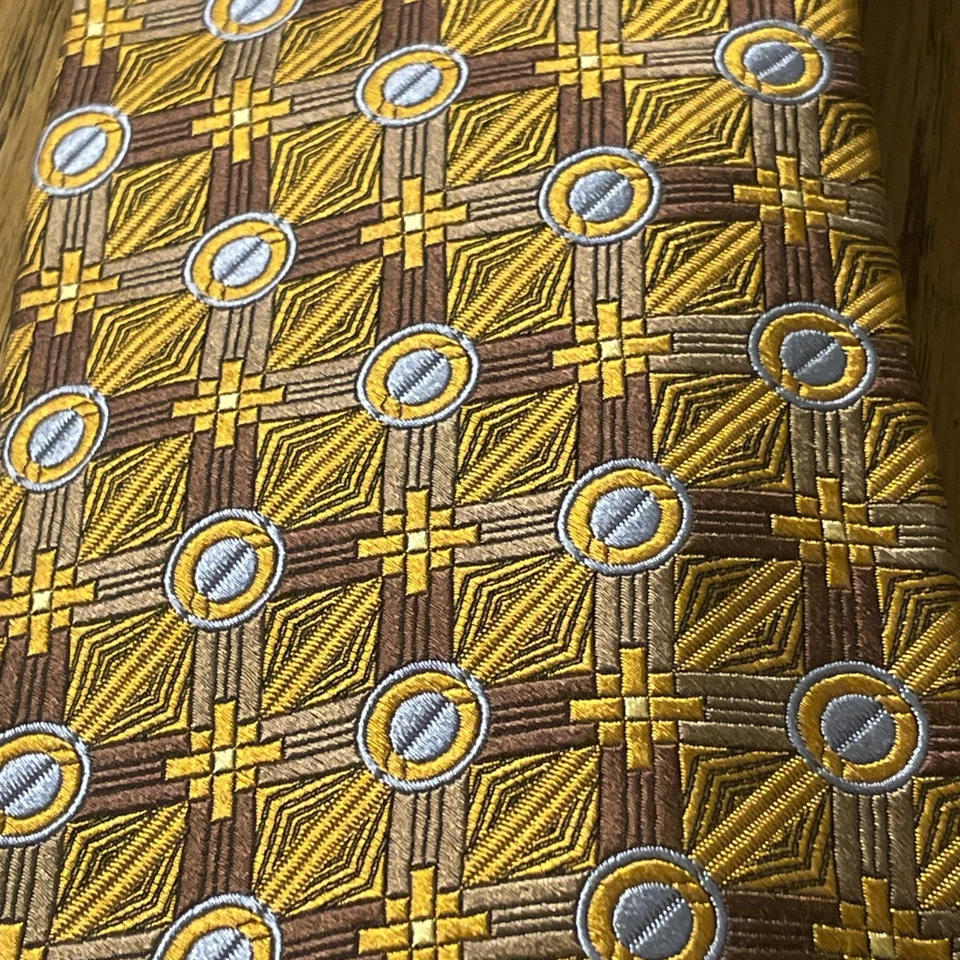 Corbata de seda geométrica gruesa Von Maur usada en excelente estado Robert Talbott Best Of Class EE. UU. cosida a mano Foto 4 de 4