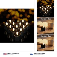 12 Pack Black Tea Lights Candles Battery Operated Flameless LED Tealights  3...