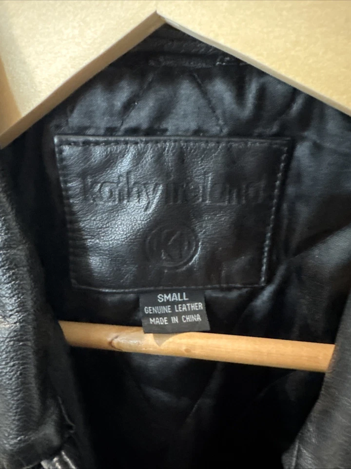 Vintage Kathy Ireland Black Leather Jacket Women's Mid-Length Coat Small - Image 2 of 4