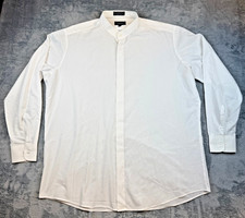OMEGA WHITE Mandarin Collar Button-Up Dress Shirt LS 17.5 36/37 Men's XL X-LARGE
