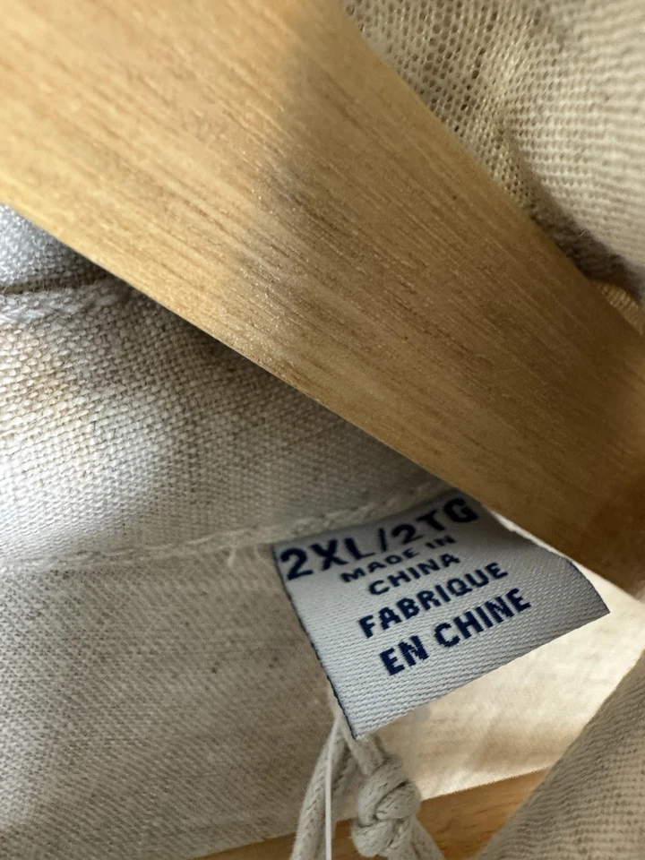 Tommy Bahama Shirt Mens 2XL Sea Glass Breezer Linen Button Up CasualNatural Tan - Image 3 of 4