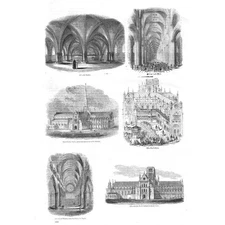 OLD ST PAUL'S CATHEDRAL London - Antique Print 1845